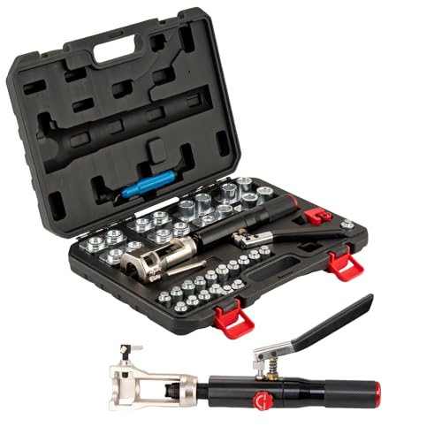 Hydraulic Brake Line Flaring Tool Kit 45° | 30PCS Double Flaring Tool Set | Heavy Duty Steel Tube Flaring Kit for 3/16"-1/2" Brake Fuel Line | Leak-Free Precision