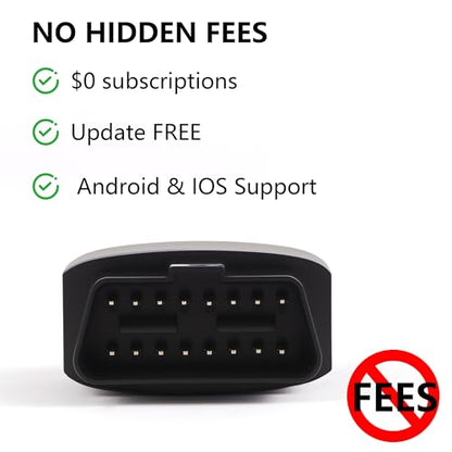 PrimeCliko Bluetooth 5.1 OBD2 Scanner for iPhone & Android - No Subscription Fee - Professional Car Diagnostic Tool with ABS SRS Airbag TPMS - Full System Code Reader for 1996+ Vehicles