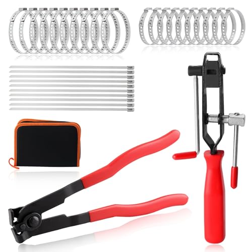 SPEEDWOX 32PCS CV Joint Boot Clamp Pliers Hose Band Cut-Off Pliers Car Banding Tool Kit With 20 Adjustable Stainless Steels Crimp Bands Ear Boot Tie Pliers Car Band Tool Kit For Most Cars - size: CV Joint Boot Clamp Pliers & Cut-Off Pliers