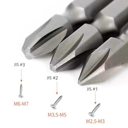 6Pcs 35mm JIS Screwdriver Bit Set with Magnetic Tip, 1/4 Hex Shank, S2 Alloy Steel & 6-Slot Storage Strip – Perfect for Japanese Motorcycles, Cars, Bicycles, and Equipment (JIS #1x2#2x2#3x2) - size: JIS #1x2 #2x2 #3x2