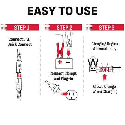 Schumacher Electric 1.5A Car Battery Charger and Maintainer, 3-in-1 Solution, for 6V/12V Power Sport, Automotive, and Marine Batteries, SC1355