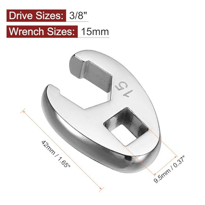 HARFINGTON Drive Crowfoot Wrench 3/8" Drive 15mm Metric Fractional Crowfoot Flare Nut Wrench 40Cr Chrome Plated Open End Crowfoot Wrench for Mechanics Automotive Repair Work - size: 15mm