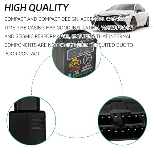 Bluetooth OBD2 Diagnostic Tool, OBD2 Scanner for Car, Wireless ELM327 V2.1 Code Reader, Reset & Clear Engine Fault Code Scanner with Exclusive App, Universal for iOS Android Windows (Black)