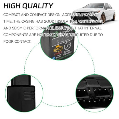 Bluetooth OBD2 Diagnostic Tool, OBD2 Scanner for Car, Wireless ELM327 V2.1 Code Reader, Reset & Clear Engine Fault Code Scanner with Exclusive App, Universal for iOS Android Windows (Black)