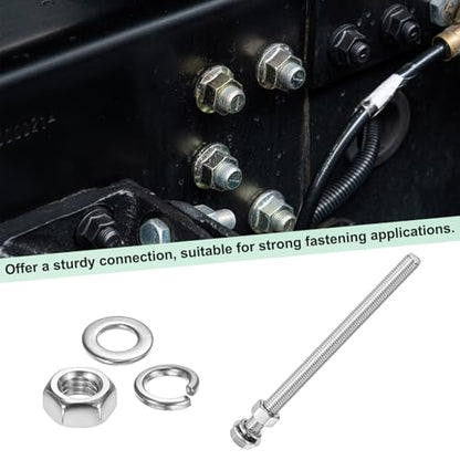 M METERXITY 10-Pack Hex Head Screw Bolt with Nuts Flat & Lock Washers M12x180mm Stainless Steel Bolts and Nuts Kit Fully Threaded Metric Bolt Assortment for Equipment/Machinery - size: M12x180mm
