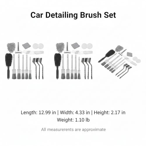 Car Detailing Brush Set, PP Plastic Cleaning Tools for Interior Vents, Dashboard, Wheels, and Exterior Crevices - size: 12.99 x 4.33 x 2.17 in