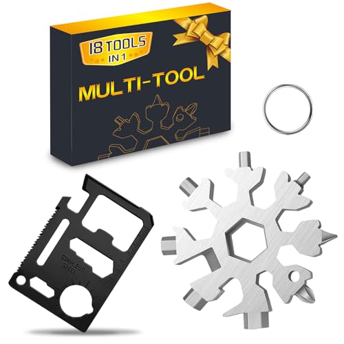 Stocking Stuffers for Men Dad Gifts, Multi Tool 18 in 1 Snowflake Hand Tools Christmas Xmas Gifts for Men and Women Outdoors Camping Portable Bottle Opener Flat Screwdriver Kit Wrench (silver&tool) - color: Silver&tool