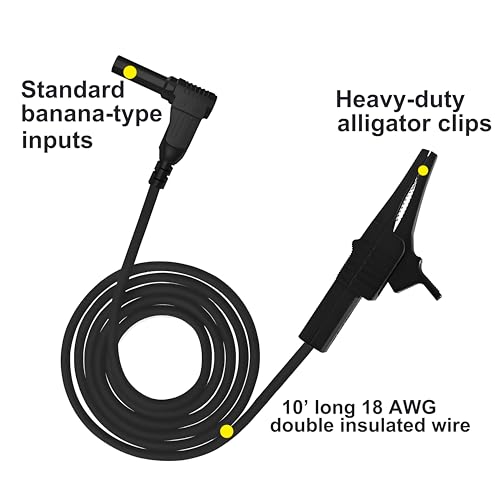 Heavy Duty Alligator Clips Test Leads for Multimeter & Voltmeter, Insulated | Large Gator Clamps，Alligator Clips Electrical Testing, Automotive Circuits, Banana Plug Meter test Leads, 3 Ft