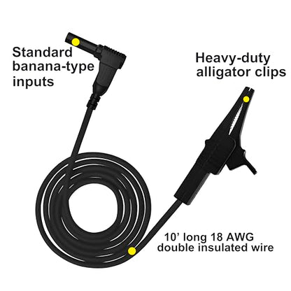 Heavy Duty Alligator Clips Test Leads for Multimeter & Voltmeter, Insulated | Large Gator Clamps，Alligator Clips Electrical Testing, Automotive Circuits, Banana Plug Meter test Leads, 3 Ft