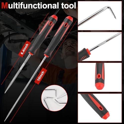 8PCS Precision Pick Set - Easy Removal Tool for Automotive Oil Seals, O-Rings, and Gaskets, Lock Pick Set, Picks, Pick Tool - color: black-red
