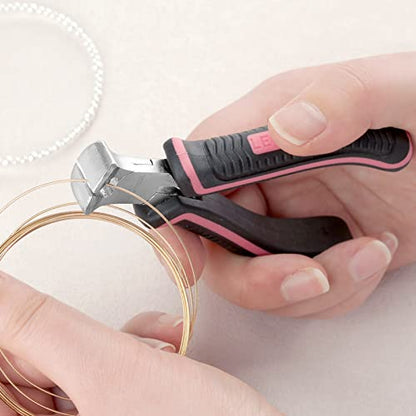 Mini End Cutting Pliers 4 Inches Flush Cut Pliers for Jewelry Making Nail Puller Tool for Carpenter Mini End Nippers for Zipper Install Stops Repair, Pink Tool for Women - style: End Cutting Pliers