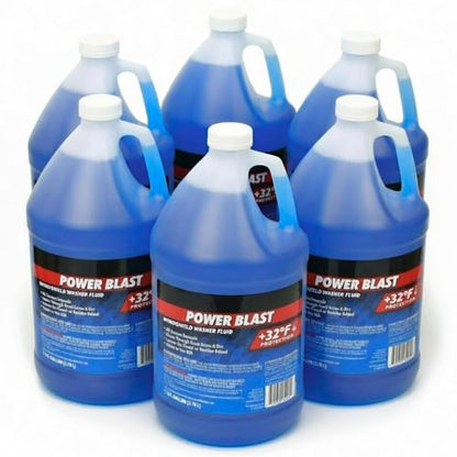 6-Gallons Power Blast +32°F Protection Windshield Washer Fluid | Removes Road Grime & Dirt, Ready to Use (6 Jugs of 1 Gallon) - size: 128 Fl Oz (Pack of 6)