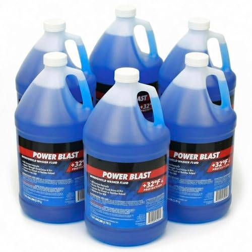 6-Gallons Power Blast +32°F Protection Windshield Washer Fluid | Removes Road Grime & Dirt, Ready to Use (6 Jugs of 1 Gallon) - size: 128 Fl Oz (Pack of 6)