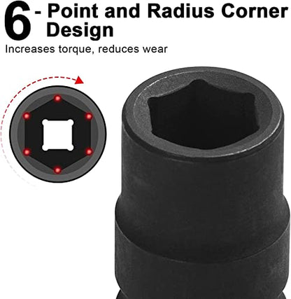 Jetech 3/8 Inch Drive 18mm Standard Impact Socket, Made with Chrome Molybdenum Alloy Steel, Heat Treated, 6-Point Design, Metric - size: 18mm