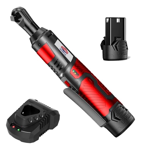 Dobetter Cordless Ratchet Wrench 3/8 Electric Ratchet Wrench, 55 N·m Power Ratchet Tool with 2 Ah Lithium Batteries and Quick Charger -DBCRW12S - size: short-1 battery