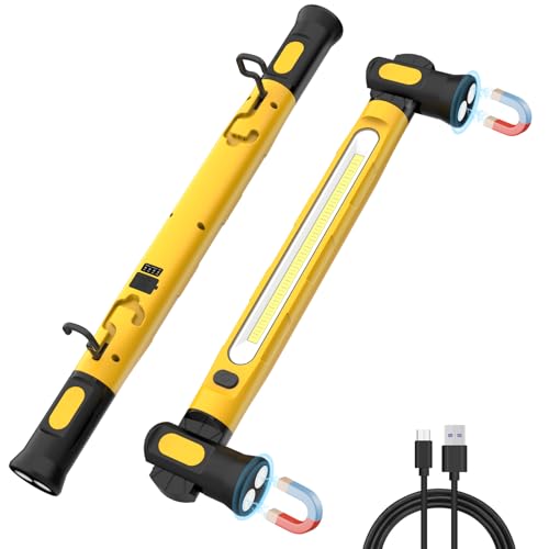 ERAY Magnetic Work Light Bar, 6000mAh /3000LM Rechargeable Under Hood Light | 3 Color Modes, Portable Cordless LED Mechanic Light with Hooks for Car Repairing Inspection Garage Workshop Emergency - color: Yellow