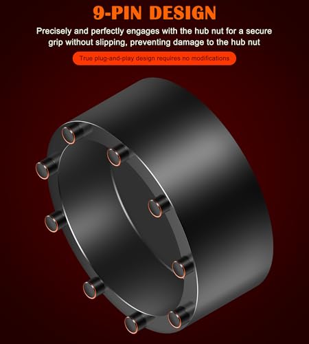 Bonbo 31510 Axle Nut Socket - 9 Pin Hub Nut Socket Fits for GM 2020+ Silverado and Sierra 2500/3500 Trucks with 11.5" and 12" Dual Rear Wheel Axle Hubs, 1/2" Drive