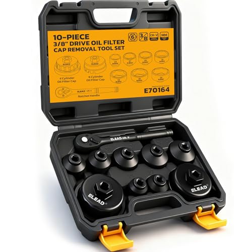 ELEAD 10-Piece Oil Filter Socket Wrench Set, 3/8" Drive Metric Cap Oil Filter Removal Tool, Low Profile Filters Socket Set with Ratchet Wrench Handle, Oil-change Kit Compatible with Toyota BMW Honda - style: Multi-Size Set