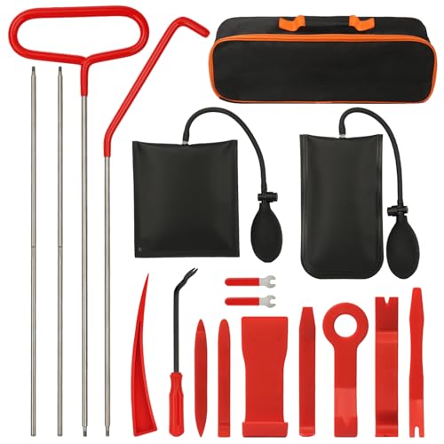 Wind Shear Portable Car Tool Kit, Multifunctional Stainless Steel Car Tools with J-Hook,17 PCS with Carrying Bag