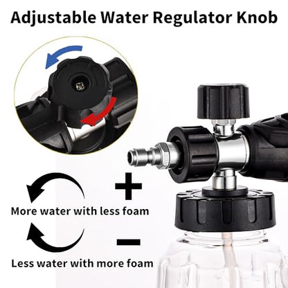 FENG PAI Pressure Washer Foam Cannon Gun Kit with Dual Connector Accessory, Car Wash Foam Gun for Car Washing and Cleaning, 1/4" Quick Connect with 7pcs Nozzles, Dual Adjustable Snow Foam Lance - color: 3IN1 Foamcannon Kits