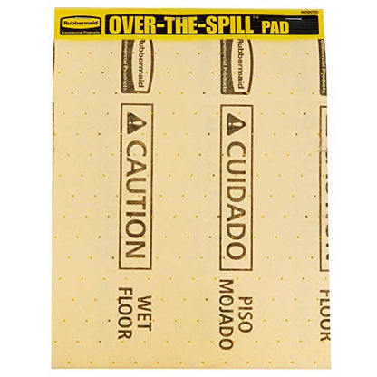 Rubbermaid Commercial Products, Over the Spill Pad, Absorbent Mat Pads for Residential/Commercial/Restaurant/Office/Facility Use, Fast at Absorbing Water/Oil/Beverages, Yellow - size: Pad 16" x 12-3/5"