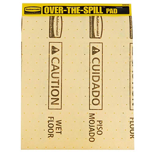 Rubbermaid Commercial Products, Over the Spill Pad, Absorbent Mat Pads for Residential/Commercial/Restaurant/Office/Facility Use, Fast at Absorbing Water/Oil/Beverages, Yellow - size: Pad 16" x 12-3/5"