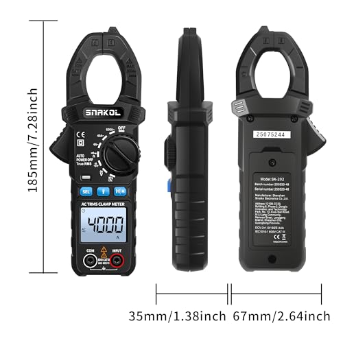Digital Multimeter Tester 4000 Counts Amp Clamp Meter with 35mm Jaws for AC/DC Voltage and AC Current Meter, Resistance, Diode Capacitance, Continuity, Frequency, Thermocouple, NCV Auto-Ranging - style: 4000 Counts Upgraded