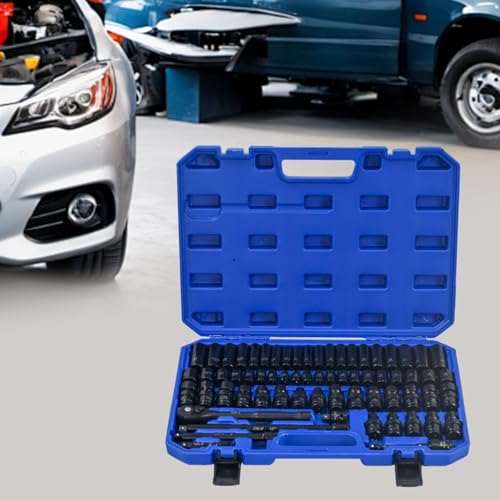 Pneumatic Accessory Kit — Comprehensive Air Tool Socket & Extension Set with Ratchet, Universal Joint, Blow-Mold Case (Set 1) - color: Set 1