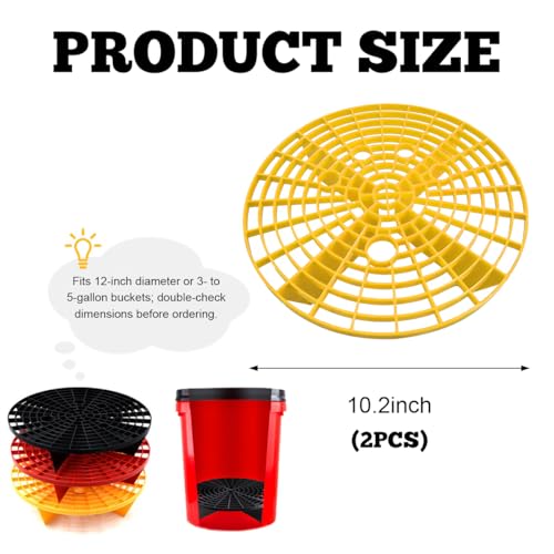 Yourkar 2 PCS Car Wash Bucket Inserts, Plastic Vehicle Detail Grit Trap, Auto Dirt Collectors Fits 12 Inch Diameter Bucket, Universal Car Accessories (Yellow) - color: Yellow, 2pcs
