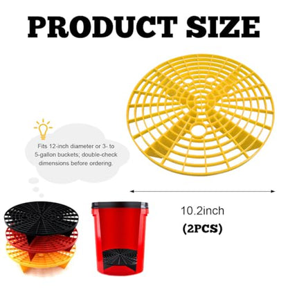 Yourkar 2 PCS Car Wash Bucket Inserts, Plastic Vehicle Detail Grit Trap, Auto Dirt Collectors Fits 12 Inch Diameter Bucket, Universal Car Accessories (Yellow) - color: Yellow, 2pcs