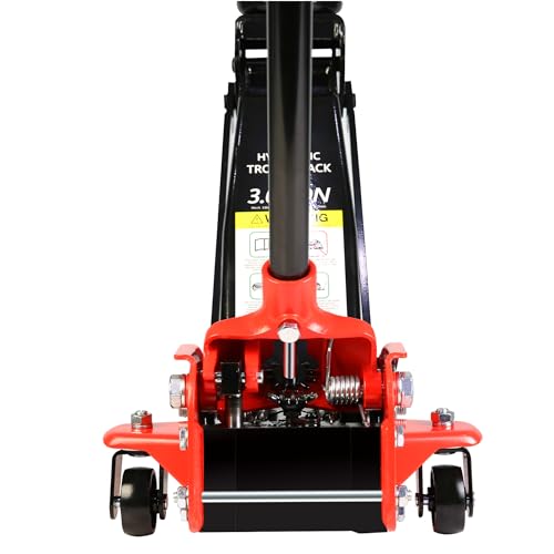 Professional Heavy Duty Hydraulic Floor Jack - Low Profile Steel Racing Jack With Piston Quick Lift Pump, 3 Ton (6,000 lb) Capacity, 5.1"-20" Lifting Range, Red - color: Lift 5.1"-20" 3 Ton(6,000lb) Red Steel