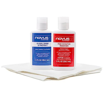 NOVUS-PK2-2 | Plastic Clean & Shine #1, Fine Scratch Remover #2 and Polish Mates Pack | 2 Ounce Bottles