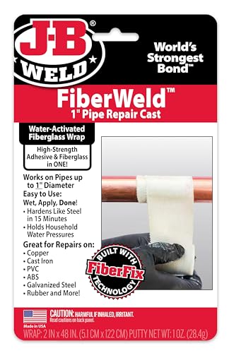 FiberWeld Pipe Repair Cast 2x48 Inch – High Strength Adhesive Fiberglass Wrap – White - size: 2" x 48"