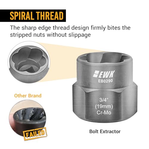 EWK 3/8 in Drive 13 Pcs Impact Bolt Extractor & Locking Lug Nut Removal Tool Set, CR-MO Flip-Style Stripped Screw and Damaged Nut Remover Sockets