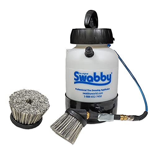 Detail King Swabby 1 Gallon Tire Dressing Tank - Keep Tires Clean & Glistening (with 3in & 6in Brushes) - size: With 3" & 6" Brushes