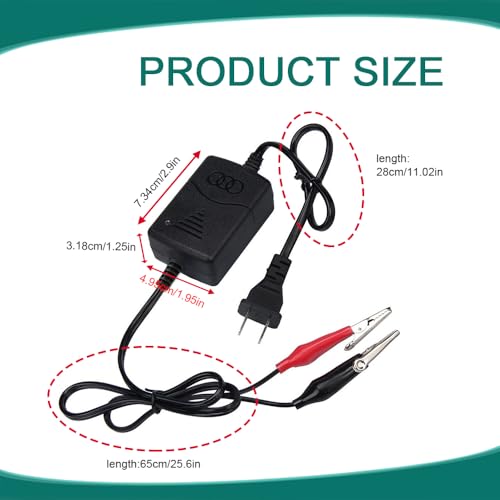 12V 1300mA Sealed Lead Acid (SLA) Battery Charger, Trickle Charger for Car Battery, Battery Charger Maintainer with Short Circuit Protection, Universal Charger Adapter for Car Motorcycle
