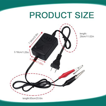 12V 1300mA Sealed Lead Acid (SLA) Battery Charger, Trickle Charger for Car Battery, Battery Charger Maintainer with Short Circuit Protection, Universal Charger Adapter for Car Motorcycle