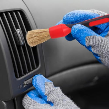 Auto Detail Brush Set for Car Interior Cleaning - Gentle Bristles for Dashboard Vents Buttons - Deep Clean Hard-to-Reach Areas Tool