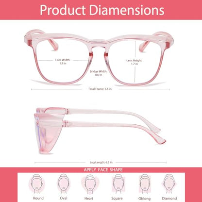 Feaglo Safety Glasses, Anti Fog Safety Goggles for Women Men, Blue Light Blocking Stylish Eye Protection Glasses Side Shield - color: New Leopard+pink