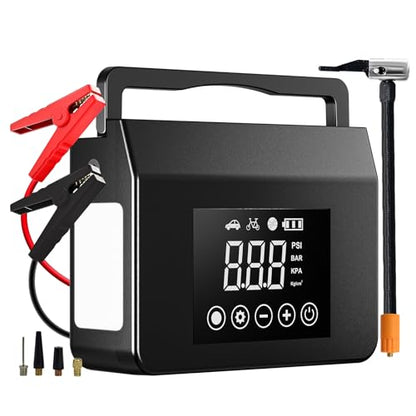 Hieha 4000A Jump Starter with Air Compressor, 12V Car Battery Jumper Starter Portable Booster for Dead Batteries, 150PSI Tire Inflator for Cars, Trucks & SUVs, USB-C Fast Charging Power Bank