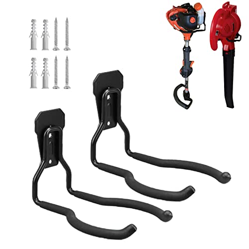 Garden Power Tool Hanger, Garage Wall Hooks, Weedeater Rack, String Trimmer Hanger, Utility Hooks for Garage Tool Organizers and Storage - Black, 2 Pcs - color: Black-2 P
