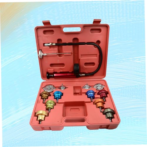 OUNONA 14Pcs Water Pressure Tester Kit for Car Radiator Leak Detection Auto Cooling System Leak Detector Tool with Quick Release Couplings and Easy to Read Gauge