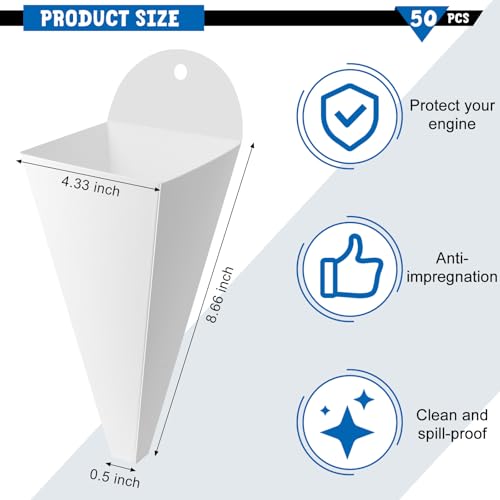 50 Pack Disposable Oil Funnel Paper Funnel for Motor Engine for Automotive Oils and Other Liquids (32 oz) - size: 32 oz