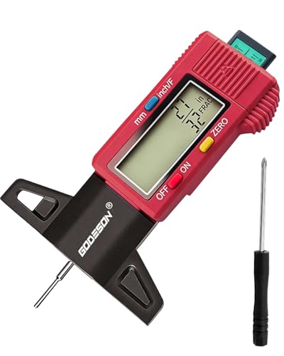GODESON Tire Tread Depth Gauge, Digital Tire Thread Depth Gauge with 3 Modes-32NDS, 1 Inch and 25.4MM, Large Screen & Color Scale Code Easy to Read,Suitable for Motors, Cars, SUV (Red) - color: Red