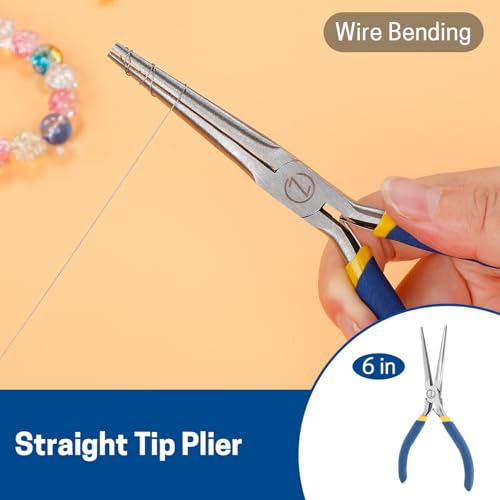 VISEMAN 6" Mini Needle Nose Pliers, 2PCS Long Nose Pliers Set | with Comfort Grip Handles for Handmade Craft - style: Straight + 45-Degree Bent