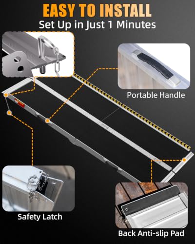 VNN Portable Wheelchair Ramp 5FT, Seamless Non-Slip Aluminum Ramps for Wheelchairs for Home, Handicap Wheelchair Ramps for Home Steps, Aluminum Loading Dock Plates, Black - size: 5FT (Usable height 5-15 inch)