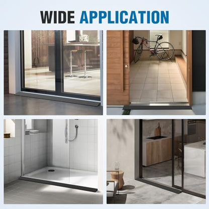 Nilight 1" Rise Threshold Ramp for Doorways, 39.4" Wide Low Profile Cuttable Rubber Wheelchair Access Door Ramp for Doorway, Curb, Home Steps, Bathroom - size: 1" Rise