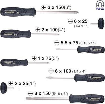 VESSEL ARMOR GRIP Screwdriver 8PC. Set (JISDRIVE) No.550A8PTU (Previous)