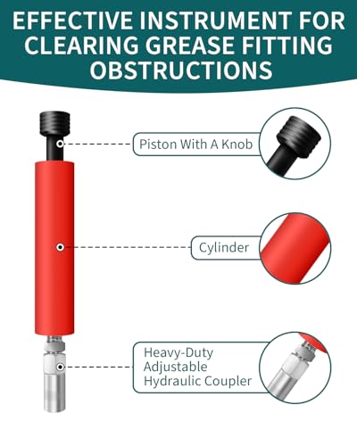 Grease Fitting Cleaning Tool, Grease Zerk Cleaning Tool for Tractors, Excavators and Heavy Machinery Remove Old Dried Oil from Fittings, Pins, Shafts, Bushings, and Joints (Red)