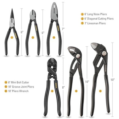 STARWORK TRUE MECHANIC 312-Piece Mechanics Tool Set and Socket Set, Professional 【Pliers Wrench】 SAE/Metric, Mirror-Finish Sockets & Ratchet Wrenches - size: 312 PW_Mirror